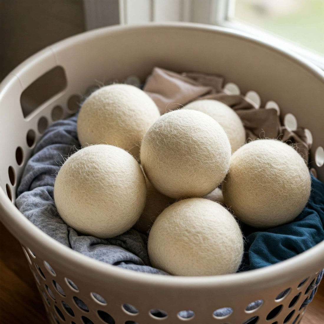 Handmade Canadian wool dryer balls from Straight Arrow Farms