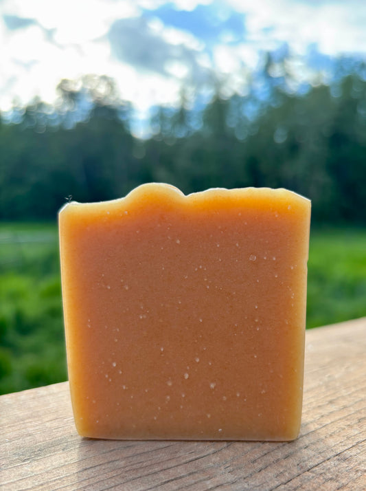 Handmade lemongrass goat milk soap bar — natural, small batch, Alberta farm