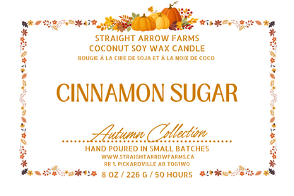 Coconut soy wax wood wick candle packaging, Cinnamon Sugar scent.