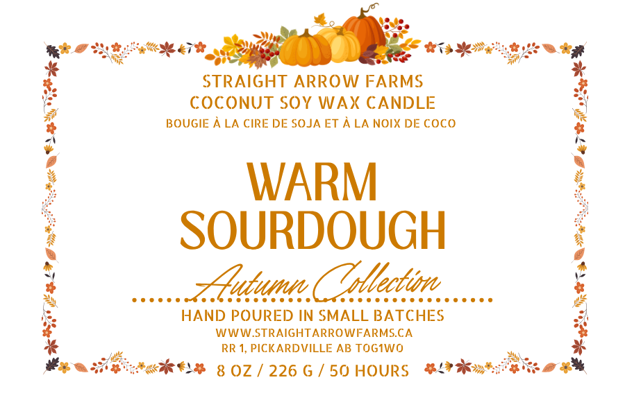 Coconut soy wax wood wick candle packaging, Warm Sourdough scent.