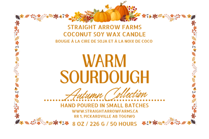 Coconut soy wax wood wick candle packaging, Warm Sourdough scent.